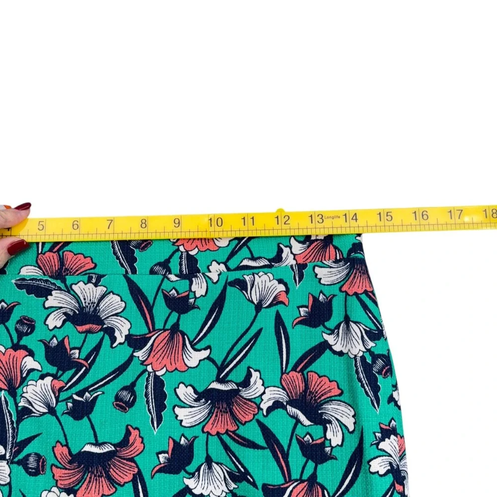 J. Crew‎ Floral Print Pencil Skirt Women's Size 0 Career Office Green